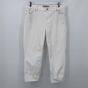 Liverpool Los Angeles Crop white denim jeans pants cuff stretch straight 14 32